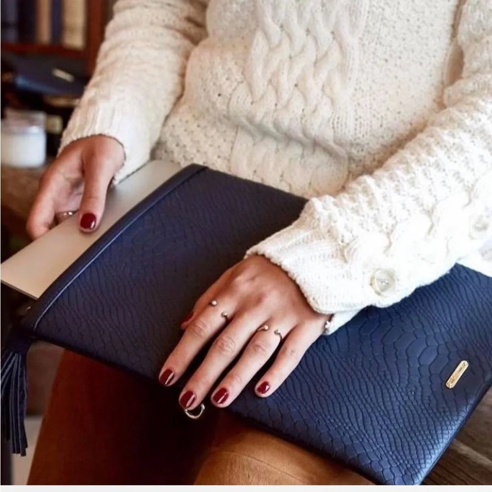 Curateur Box Elegant Navy Blue Clutch Crossbody bag laptop case Classic career